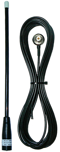 Ground independent UHF detachable whip, 400-420MHz, 4dBi, 4.7m cable, 50W – 360mm